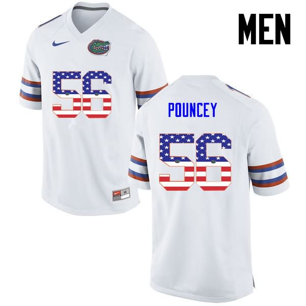 NCAA Florida Gators Maurkice Pouncey Men's #56 USA Flag Fashion Nike White Stitched Authentic College Football Jersey PZN7664FG